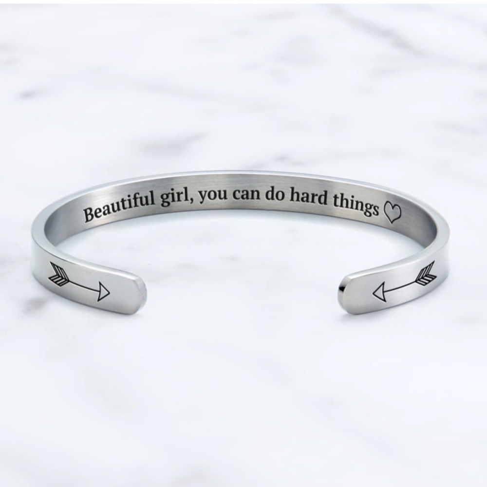 Beautiful Girl Can Do Hard Things Cuff Bracelet